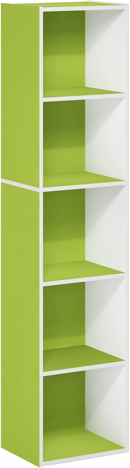 Furinno Luder Bookcase / Book / Storage, 5-Tier Cube, Green/White