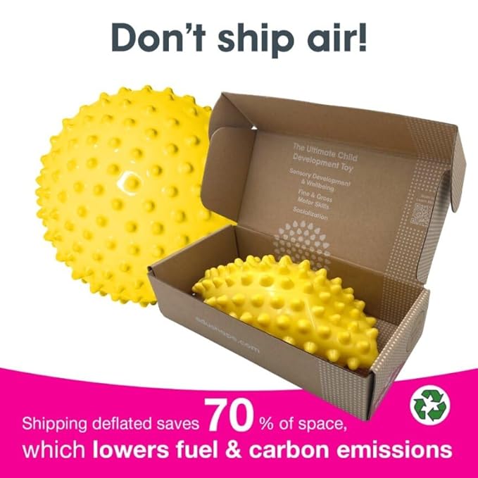 Edushape Sensory Ball for Baby - 7" Yellow Color Ball Enhances Gross Motor Skills for Kids 6 Months & Up