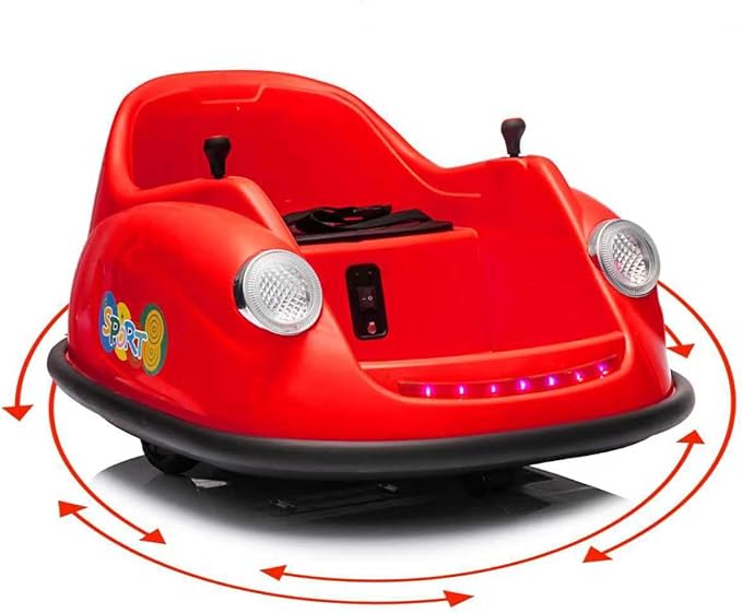 12V Bumper Car for Toddlers, Electric Toy Ride on Battery Car with Kids W/Parent Remote Control, 2-Speed, 360 Degree Spin, Music & LED Lights for Kids, Red