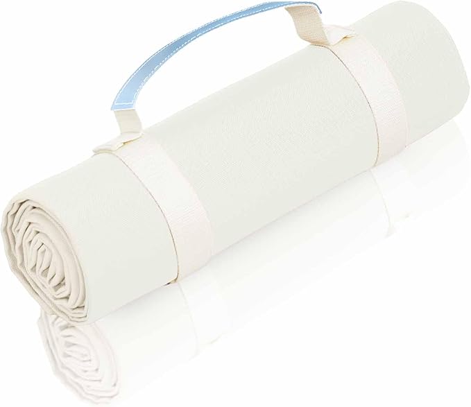 4’9” x 6’3” White Lightweight Water-Resistant Canvas Mat – Picnic, Outdoor, Beach, Park, Camping, Toy Mat