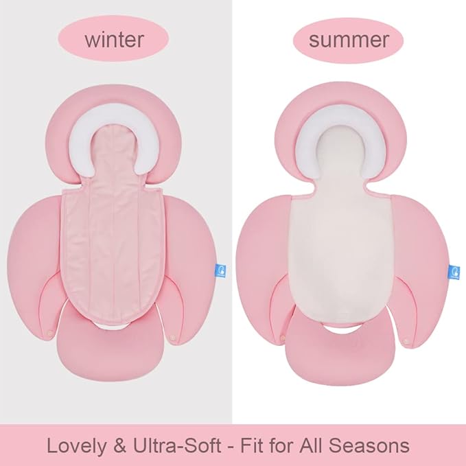 COOLBEBE New 2-in-1 Babybody Supports for Baby Newborn Infants - Extra Soft Stroller Cushion Pads Car Seat Insert, Perfect for Carseats, Strollers, Swings, Pink