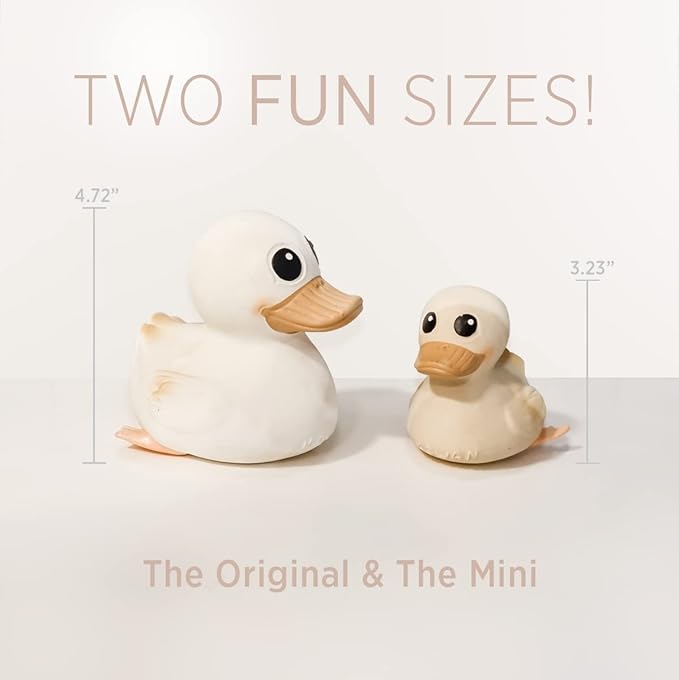 HEVEA Kawan Mini Rubber Duck - 100% Natural Rubber Baby Bath Toy - Eco Friendly, Perfect for Playing, Teething, and Bathing - Mold Free Bath Toys - Golden Ochre