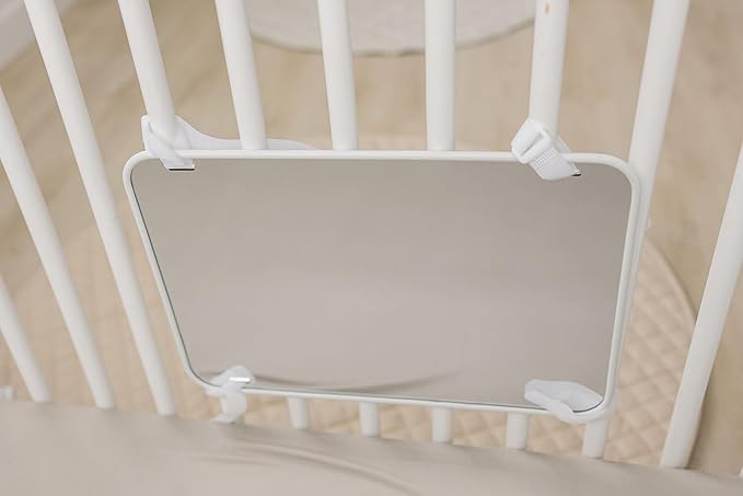 Baby Mirror - Large Crib Mirror - Double-Sided with High Contrast Images - Baby Safe Mirror - NICU Approved - Shatterproof with Hospital Grade Rubber by Genius Baby Toys