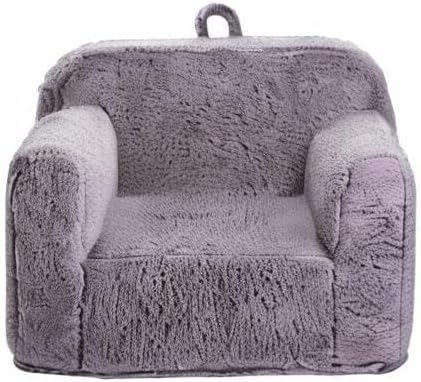 Kids Snuggly-Soft Sherpa Chair, Cuddly Toddler Foam Chair for Boys and Girls, Grey