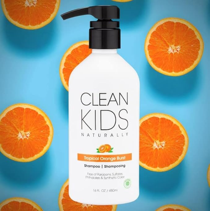 Clean Kids Naturally Tropical Shampoo- EWG Verified, All-Natural, Coconut-free, Gluten-free, Vegan, and Cruelty-free, Paraben-Free (2 Bottles, Orange Burst)