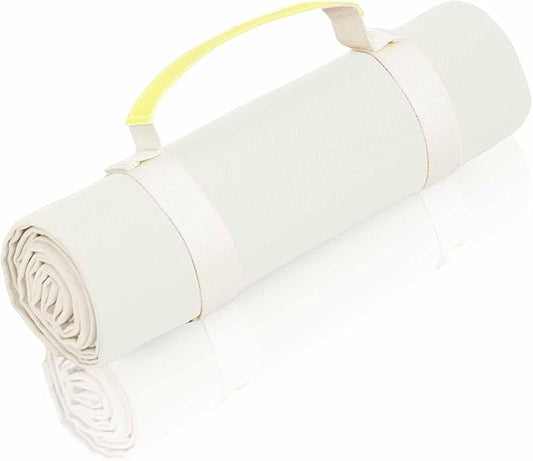 4’9” x 6’3” White Lightweight Water-Resistant Canvas Mat – Picnic, Outdoor, Beach, Park, Camping, Toy Mat