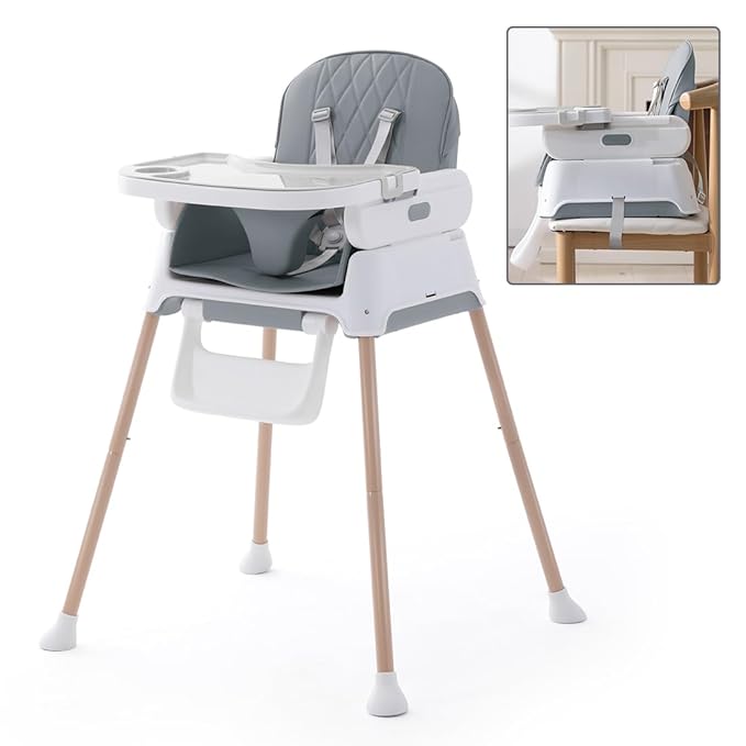 3 in 1 Baby High Chair,Adjustable Convertible Chairs Baby High Chairs for Babies and Toddlers,Portable and Easy to Clean,Gray