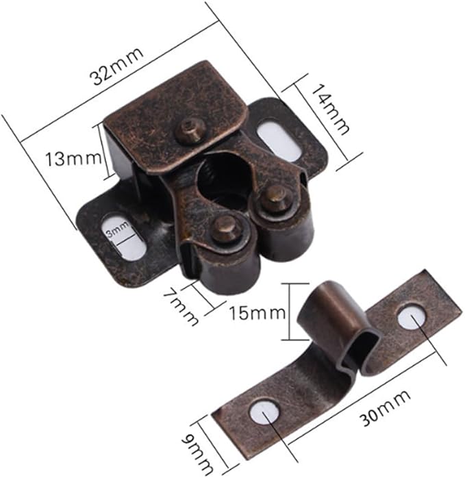 6 Pack Cabinet Latch - Double Roller Catch Hardware for Cupboard Closet Kitchen Cabinet Door Latches and RV Cabinet,Bronze