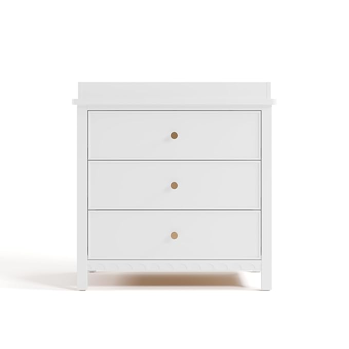 Graco Sasha 3-Drawer Chest with Changing Table Topper (White) – GREENGUARD Gold Certified, Nursery Bedroom Wood Chest with Spacious Storage, Interlocking Drawer System, Pre-Installed Tracks