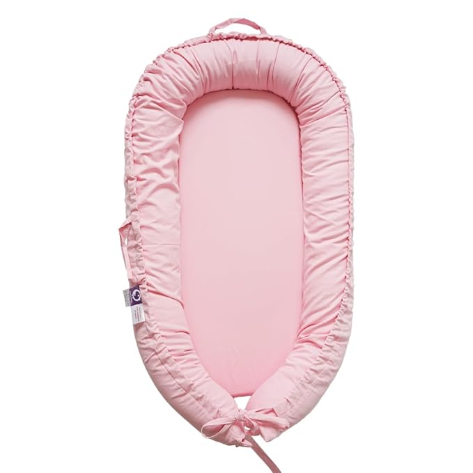 Infant Lounger, Baby Nest Cover for Baby Girls & Boys, Newborn Essentials for Baby 0-18 Months, 100% Cotton Breathable(Misty Rose)