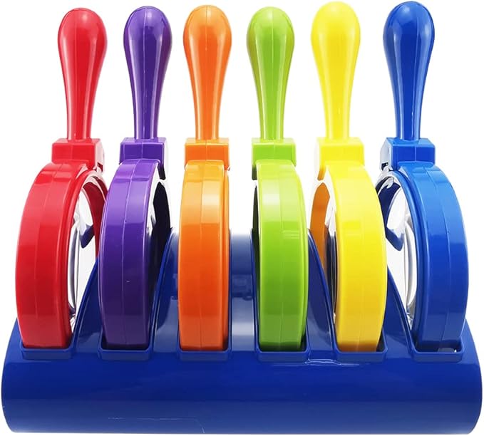 Kids Jumbo Magnifying Glass with Stand- 6 Pieces,Ages 3+, Easy Grasp Primary Science Magnifiers with Stand,Science Classroom Accessories, Teacher Supplies, Observation Toys for Kids