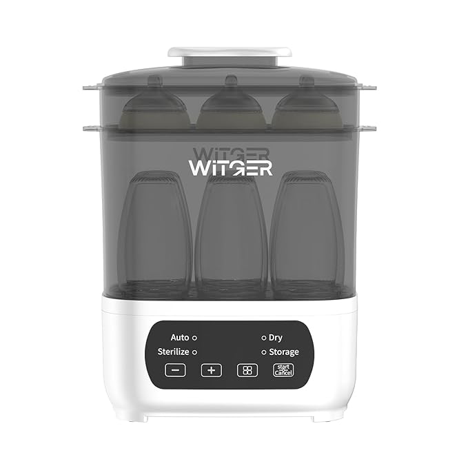 Baby Bottle Sterilizer and Dryer, Electric Steam Sterilizer for Baby Bottles, Pacifiers, and More, with Digital Controls.