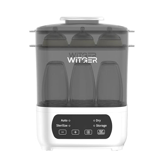 Baby Bottle Sterilizer and Dryer, Electric Steam Sterilizer for Baby Bottles, Pacifiers, and More, with Digital Controls.