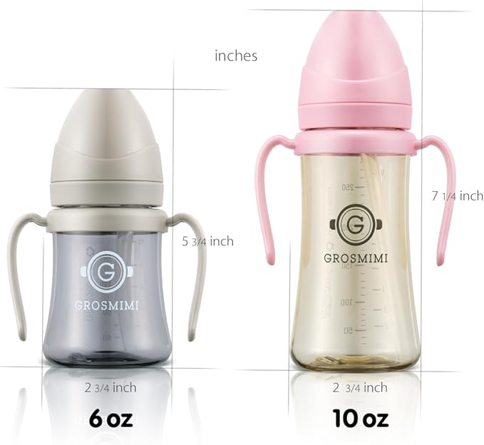 GROSMIMI Spill Proof no Spill Magic Sippy Cup with Straw with Handle for Baby and Toddlers, Customizable, PPSU, BPA Free 6 oz (Butter)