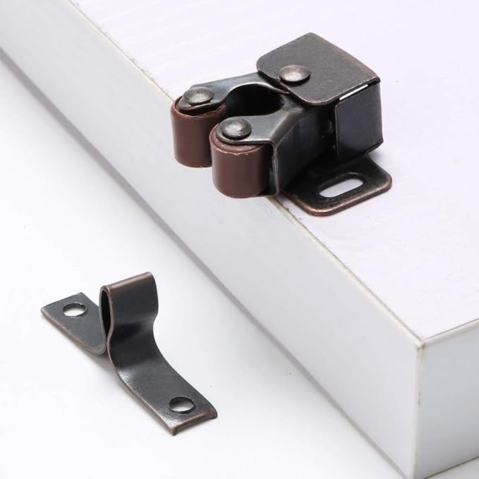 Alise Cabinet Door Latch,Cupboard Closet Doors Catch Closer Double Ball Roller Latches,Cold Rolled Steel Oil-Rubbed Bronze Copper CA1000-12P(Pack of 12)