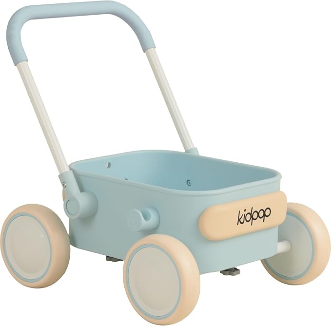 Kidpop PULA 2-in-1 Push and Pull-Along Wagon, Baby Push Walker for First Learner from 7 Month to 4 Year, One Year Birthday Gifts, Sturdy and Safe, Indoors and Outdoors (Blue)