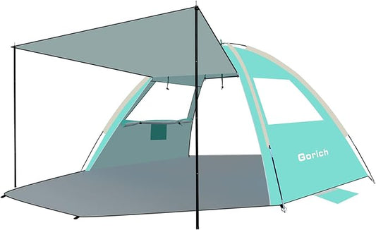 Gorich Beach Tent with Canopy - Easy Setup 3-4/5-6/7-8 Person Portable Sun Shelter, UPF 50+ UV Protection Sun Shade, Lightweight & Compact Beach Cabana for Family Travel