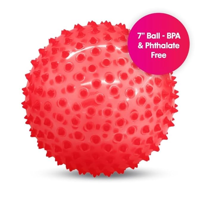 Edushape Original Sensory Ball - 7" Transparent Red Baby Ball for Gross Motor Skills Development (6 Months & Up)