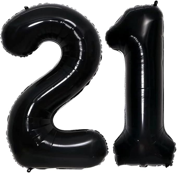 GOER Number 12 Balloons for 12th Birthday Sweet 12 Party Decorations,42 Inch Jumbo Foil Helium 21 Balloons for 21st Birthday Party Decoration (Black)