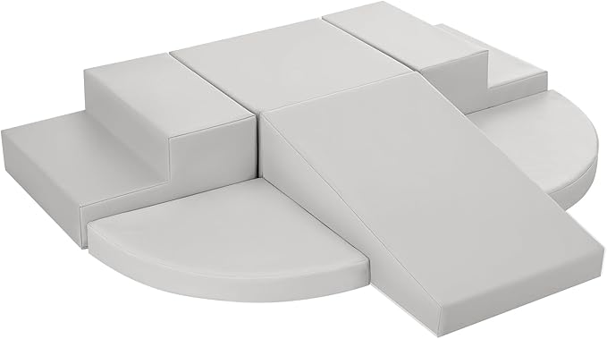 6-Piece Soft PU Leather Toddlers Climbing Toys, Baby Foam Climbing Blocks for Kids 3, Baby Climbing Structures Play Gym for Toddlers, Indoor Climb and Crawl Activity Play Set