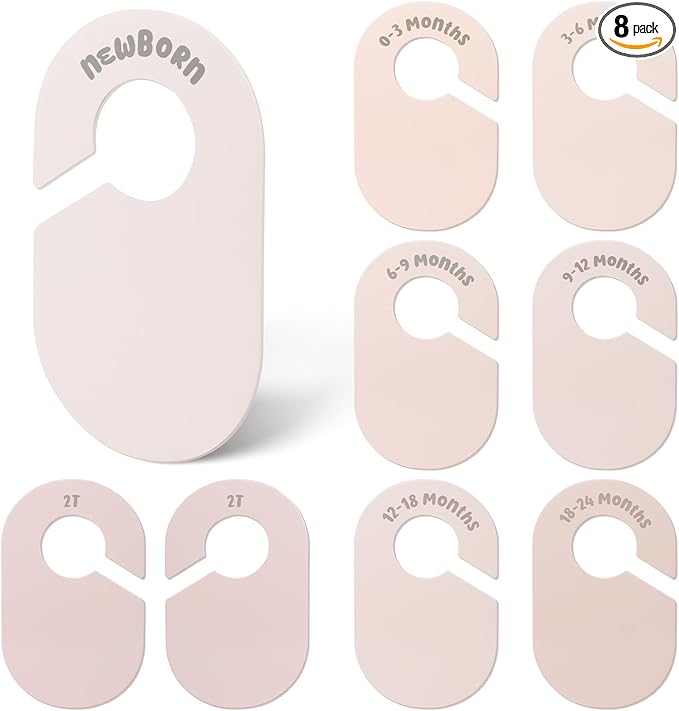 Baby Closet Dividers, Double Sided Nursery Clothes Size Separators for Newborn to 2T, Round, Neutral, 8 Pcs