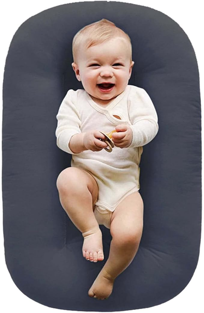Baby Lounger, Baby Lounger for Newborn 0-12 Months, Portable Infant Lounger Soft Cotton Breathable for Home & Travel (Grey)