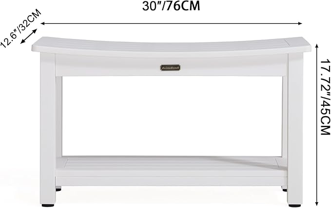 30'' Heavy Duty Shower Bench for Inside Shower, White Poly Bath Stool for Shaving Legs, Waterproof Spa Bath Chair Seat with Adjustable Feet, Weight Capacity 700LBS (30 x 13 Inches)