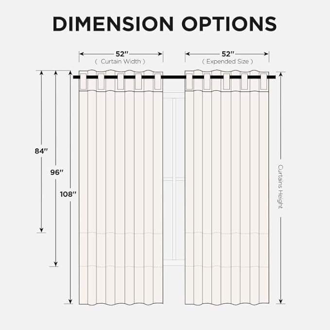 Joydeco Blackout Curtains 96 Inches Long, Thermal Insulated Black Out Curtains 2 Panels Set for Bedroom, Room Darkening Drapes for Living Room Window (W37 x L96 Inch, Light Beige)