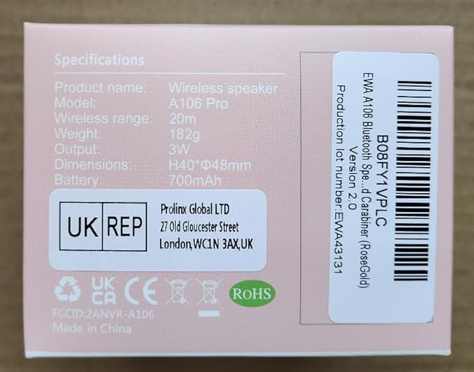 EWA A106 Portable Mini Bluetooth Speaker, Enhanced Bass and High Definition Sound, Portable Design, for iPhone, iPad,Nexus,Laptops and More (Rosegold)