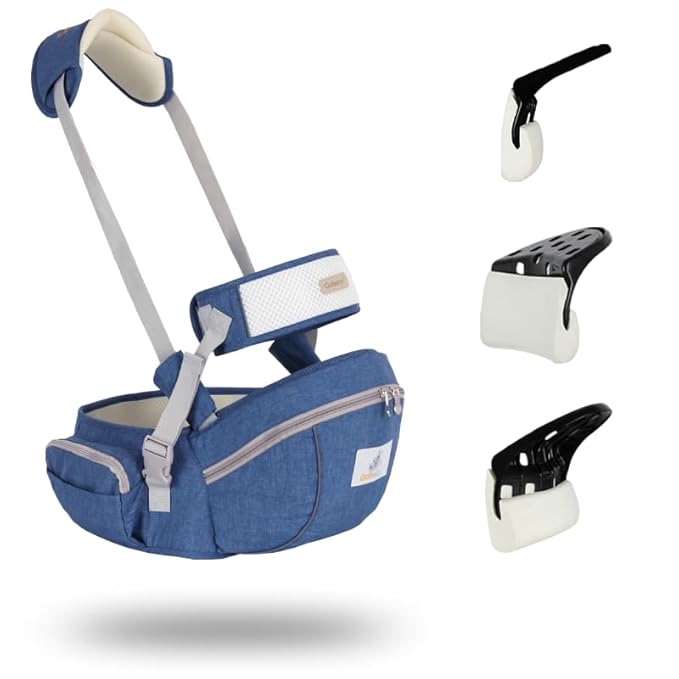 Baby Hip Seat Carrier Baby Waist Stool for Child Infant Toddler with Adjustable Strap Buckle Pocket Soft Inner Huge Storage (Navy Blue)