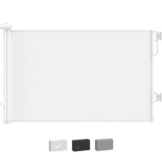 Cumbor 55" Wide Retractable Baby Gates for Stairs, Mom's Choice Award - Mesh Dog Gate for Doorways, Pet Safety Essential Fit for Baseboards, Wide Toddlers Gates for Hallways, Indoor & Outdoor, White