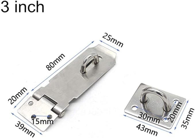 Door Locks Hasp Latch, 3 Inch Stainless Steel Safety Packlock Clasp Hasp Lock Latch, Extra Thick Door Gate Lock Hasp with Screws Brushed Finish 2 Pack