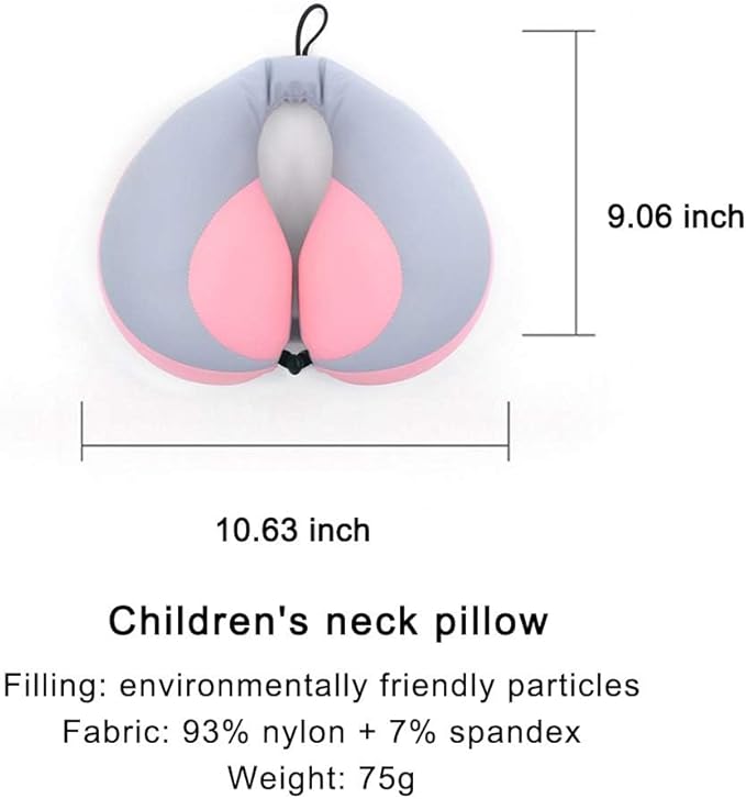 MOOB Kids Pillow Support Neck Pillow for Car & Airplane, Traveling Gifts for Toddler & Children U-Shape Car Seat Head Travel Neck Pillow Support Pink …