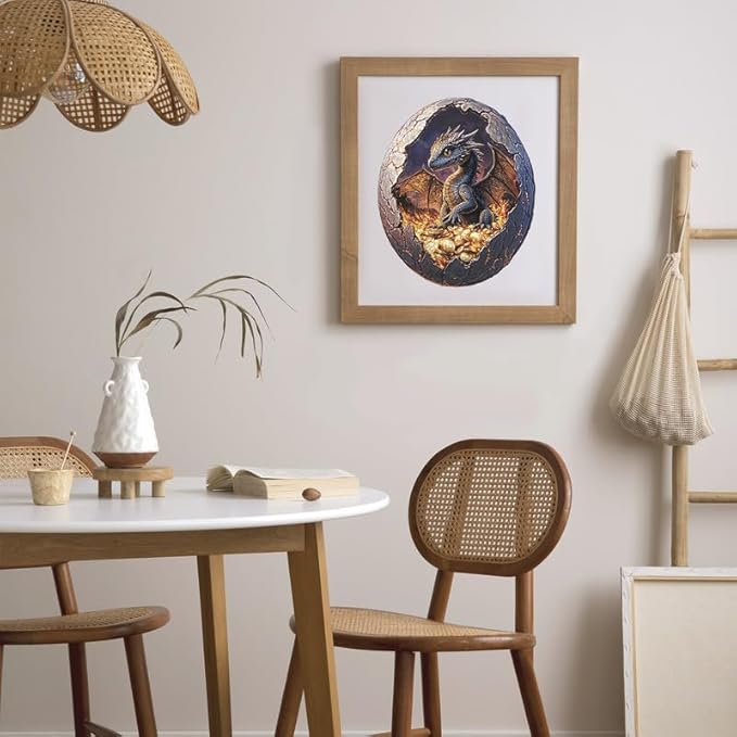 Jigfoxy Wooden Puzzle for Adults, Hatchling Dragon Wooden Jigsaw Puzzles for Adults, Unique Animal Shape Wood Cut Puzzles for Family Friend Puzzle Lovers(M-11.4 * 9.5in-190pcs)