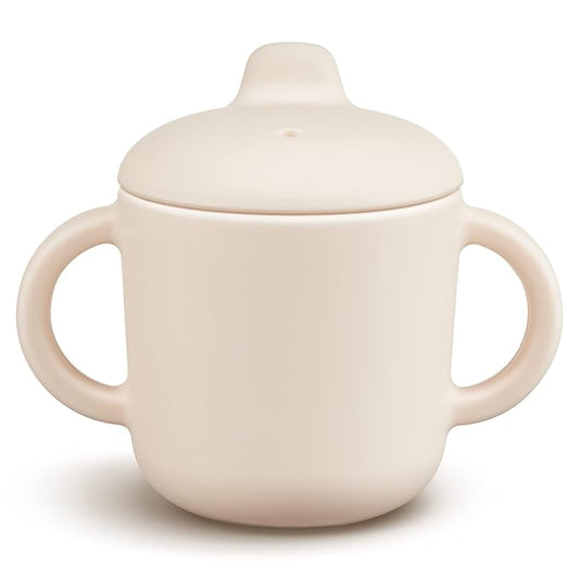 6 Months+ Sippy Cups with Handles,Small Silicone Sippy Cups Leak Proof 5oz,No Spill Sippy cups for Toddlers (Milk)
