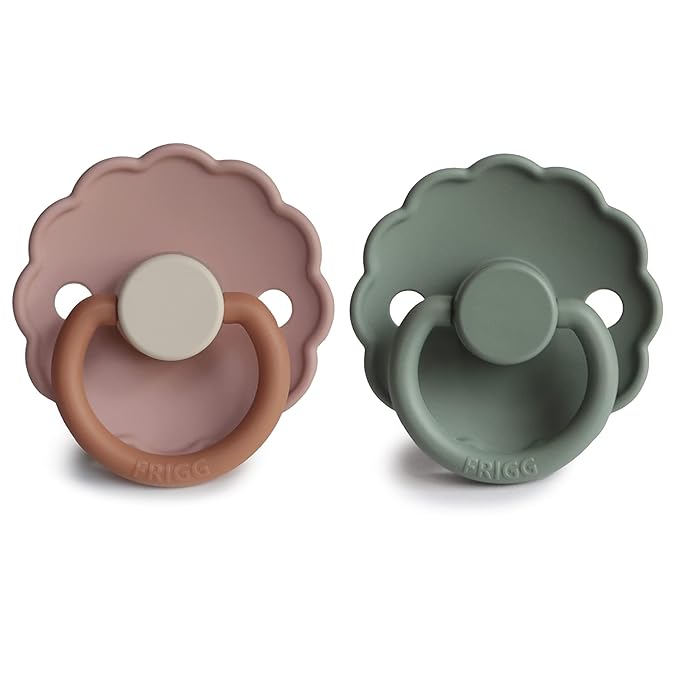 FRIGG Daisy SilkySoft Silicone Baby Pacifier | Made in Denmark | BPA-Free (Biscuit/Lily Pad, 6-18 Months)
