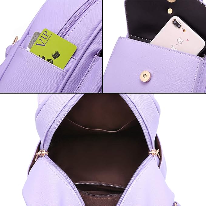 I IHAYNER Girls Bowknot Cute Leather Backpack Mini Backpack Purse for Women