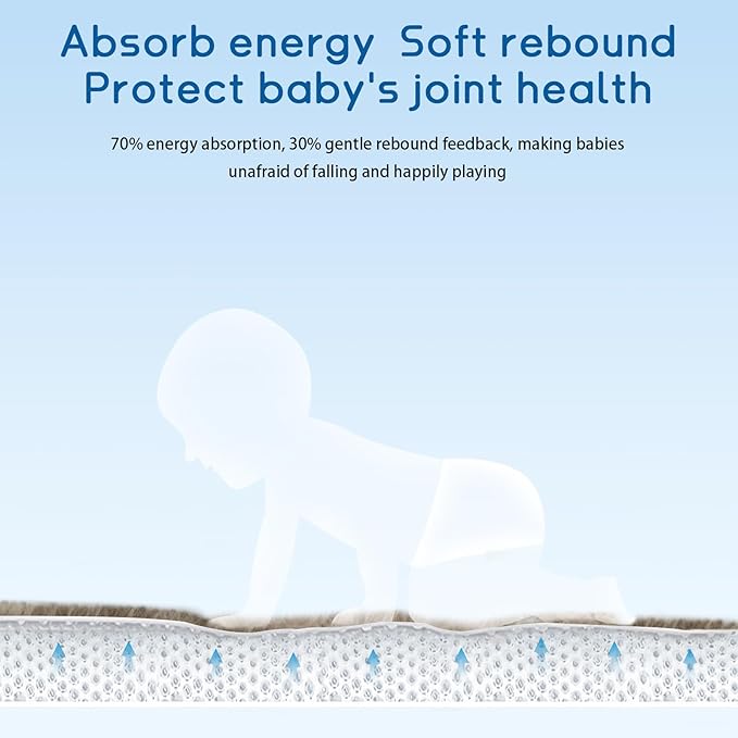 Baby Play Mat for Floor Tummy Time Mat Nursery Muscle Area Playroom Rug Tatami 79"x138" Memory Foam 1.3" Thick Crawling For Babies,Toddlers, Infants, Kids,Floor,Coffee