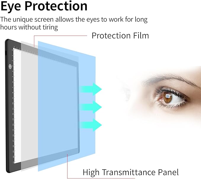 Elice A4 LED Tracing Light Box with 4 Clips, Ultra-Thin Diamond Art Light Board, Bright Light Pad, Lightbox for Tracing and Drawing, Artcraft Light Table for Weeding Vinyl, Diamond Painting, Sketching