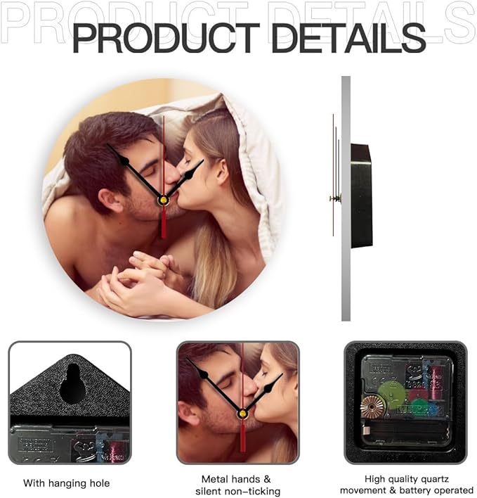 Generic Custom Clocks for Walls Personalized Clocks with Picture Customize Gifts for Kitchen Bathroom Home Creative, 10inch-25cm