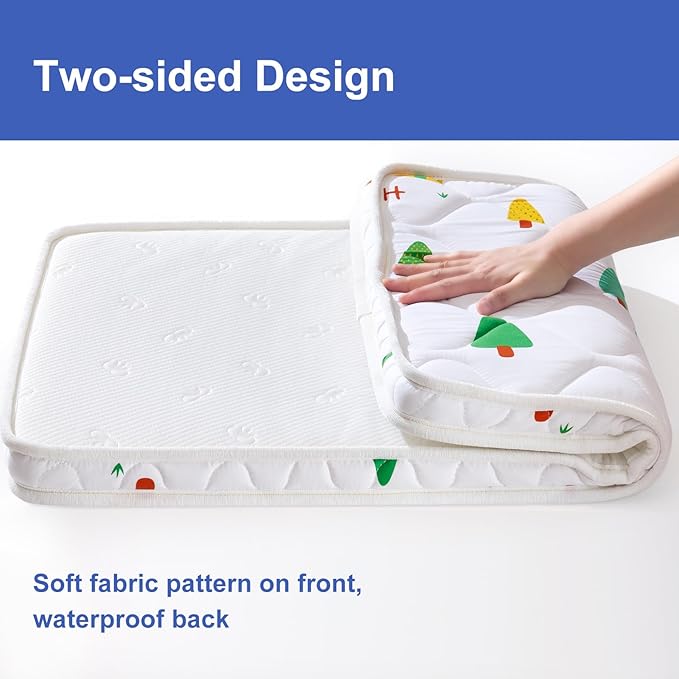 Baby Bassinet Mattress 47 x 23.6 inches- Firm Support and Comfort Premium Foam,Noiseless and Odorless,Hypoallergenic Small Crib Mattress, Fits Moses Basket, Dual Sided with Soft Breathable Fabric