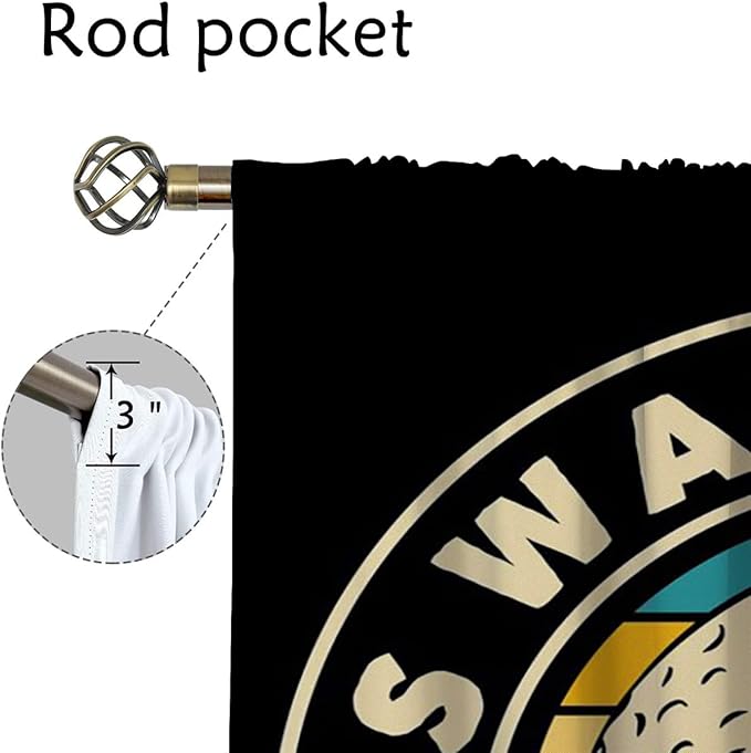 Golf Blackout Curtains for Boy Girl Room Darkening Decor,Sport Theme and White Motto Dark Background Bedroom Living Room Home Rod Pocket Thermal Insulated Window Curtain/Drapes Panel,63x63 Inch…