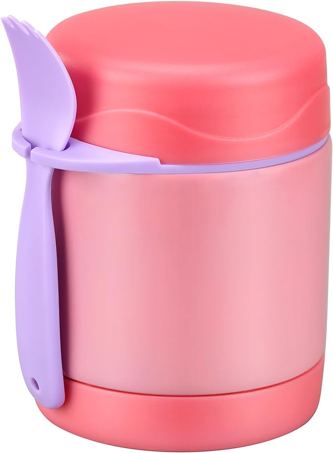 10oz Soup Thermo for Hot Food Kids,Lunch Thermo Kids Food Jar with Spoon Hot Insulated Food Containers,Leak Proof Stainless Steel Wide Mouth Lunch Food Thermo Jar for School(Pink)