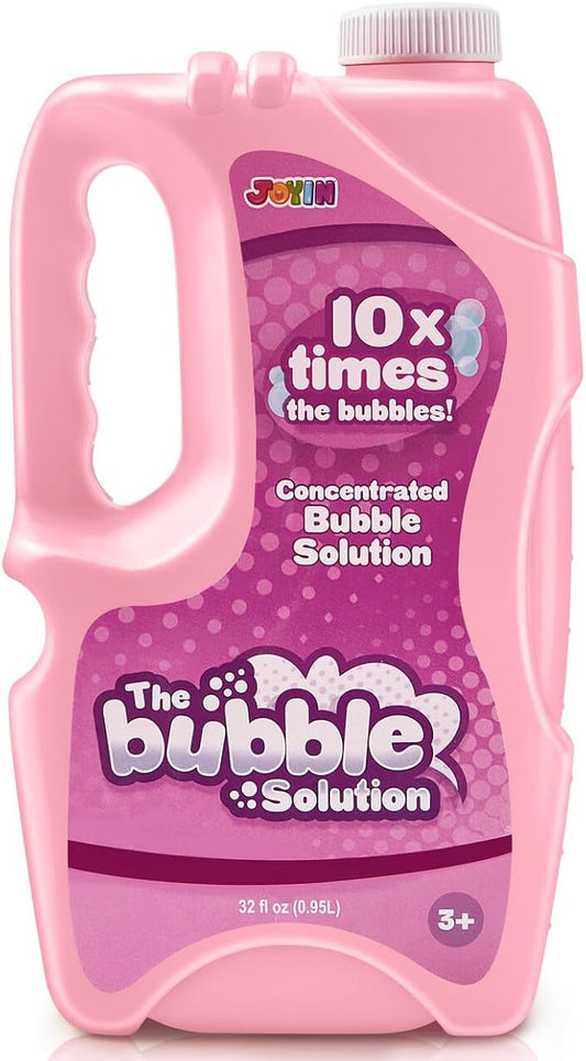JOYIN 32 oz Bubble Solution Refills (Close to 1L/ 2.5 Gallon), Concentrated Solution for Bubble Machine, Wands, Blower, Easter (Pink)