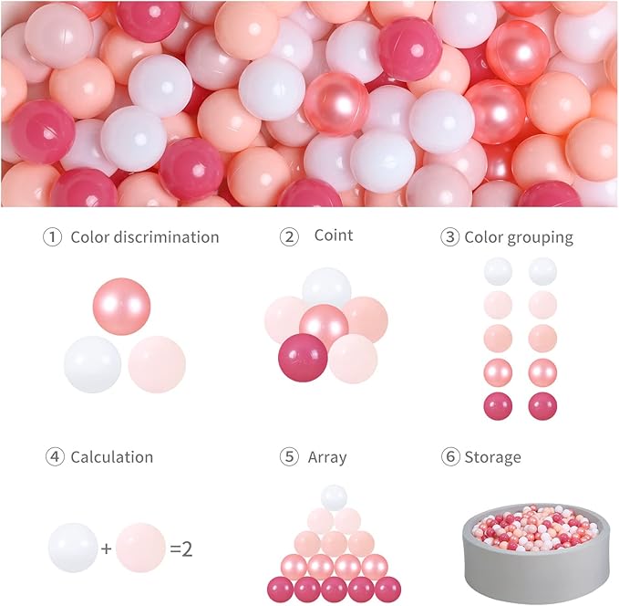 GOGOSO Ball Pits Balls for Toddlers Pack of 50 100 200 Plastics Shape Ball Non-Phthalate Non-BPA Non-Toxic 2.2-Inch Crush Proof Play Balls