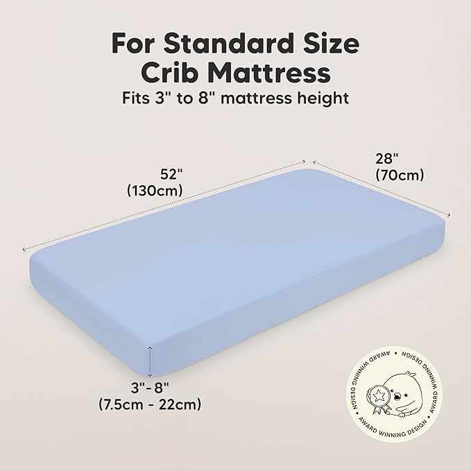 KeaBabies 2-Pack Organic Crib Sheets for Boys, Girls - 52x28 Fitted Crib Mattress Sheet Neutral, Breathable Jersey Cotton Cover for Baby Bed, Toddler Mattress, Soft & Cute Prints (Blue Flax)