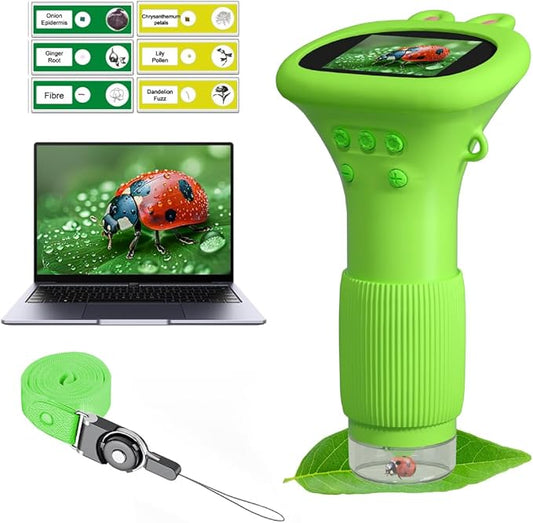 Kids Microscope Pocket Microscope -1000X Portable Microscope for Kid | Photo and Video Mini Microscopes | 2'' Digital Little Scientist Microscopes for 3-10 Age Years Old Boys Girls Toys Gifts (Green)