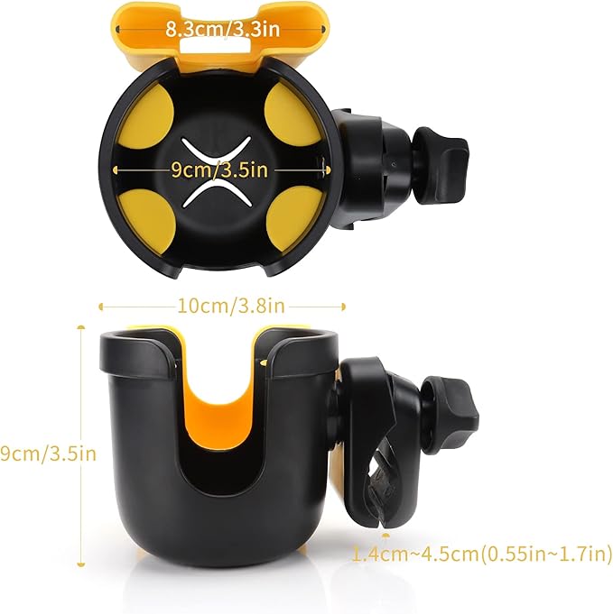 Accmor Stroller Cup Holder with Phone Holder, Bike Cup Holder, Universal Cup Holder for Uppababy Nuna Doona Strollers, 2-in-1 Cup Phone Holder for Stroller, Bike, Wheelchair, Walker, Scooter