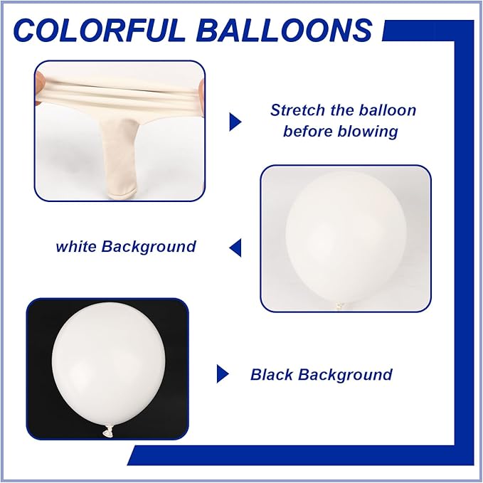 140pcs White Round Balloons Different Sizes 18 12 10 5 Inch Latex Balloons for Arch Decoration Party Balloon Kit for Graduation Birthday Party Wedding Balloon Baby Shower Decoration