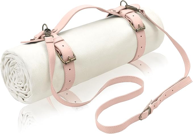 4’9” x 6’3” White Lightweight Water-Resistant Canvas Mat – Picnic, Outdoor, Beach, Park, Camping, Toy Mat